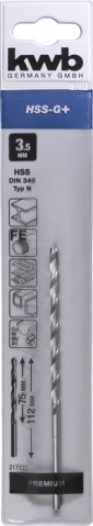  KWB 49217335 HSS-G burgija, 3,5 mm (KWB 49217335)