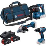 Bosch akumulatorski set alata GSR 18V-65 + GBH 18V-22 + GWS 18V-8 + 2xGBA 18V 4.0Ah + torba, 0615A50094