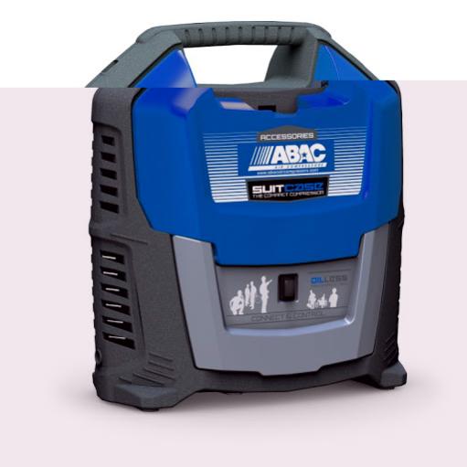 ABAC SUITCASE 0 kompresor, Oilless, 1.2kW, sa 5m spiralnog creva (ABAC SUITCASE 0)