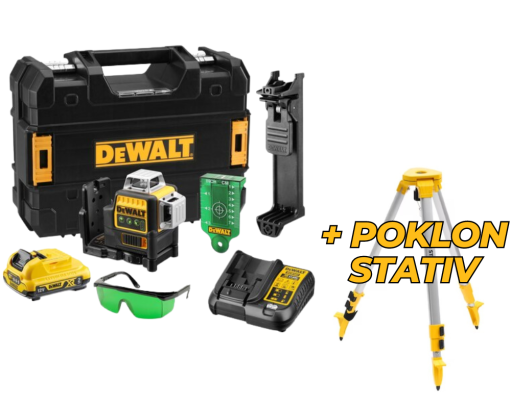 DeWalt DCE089D1G laser linijski, zeleni zrak, 3x360°, 12V (DCE089D1G)