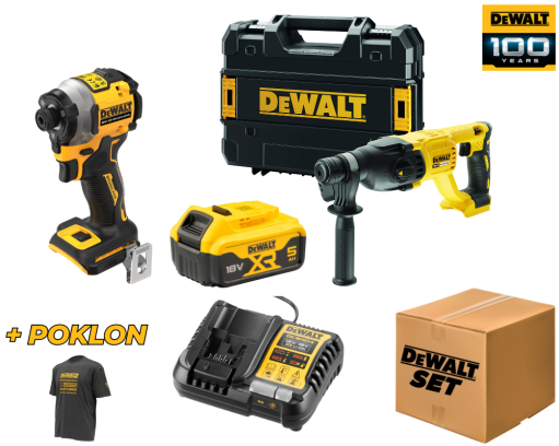 DeWALT 100 years DWSET4, set dva aku alata DCH133NT + DCF850N, 1x 5.0Ah, 18V + poklon majica (DWSET4)