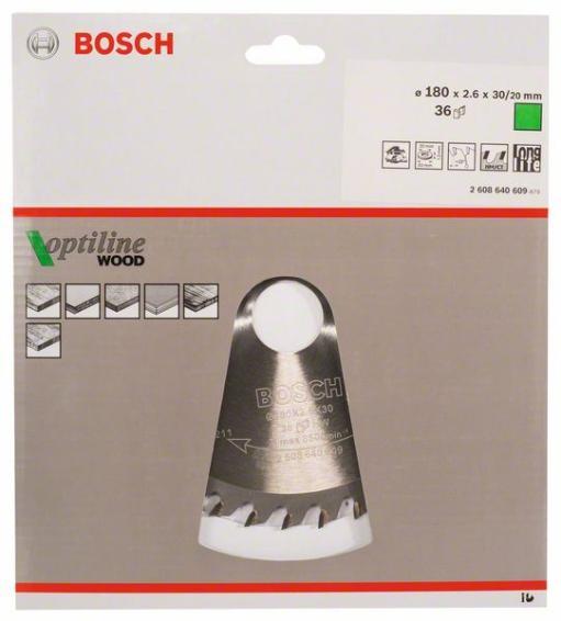 List kružne testere Optiline Wood 180 x 30/20 x 2,6 mm, 36 Bosch 2608640609, 180 x 30/20 x 2,6 mm, 36 (2608640609)