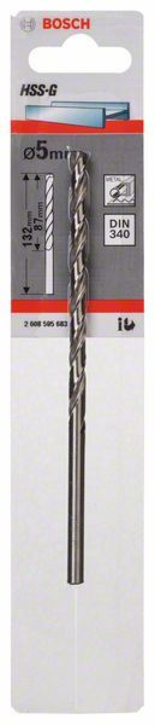 Burgija za metal HSS-G, DIN 340 Bosch 2608595683, 5 x 87 x 132 mm (2608595683)
