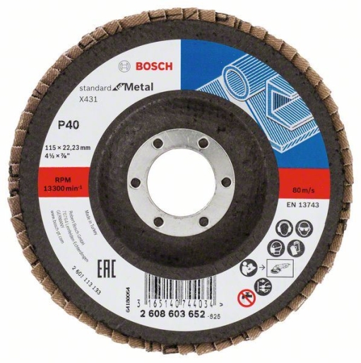 Lamelni brusni disk X431, Standard for Metal Bosch 2608603652, 115 mm, 22,23 mm, 40 (2608603652)