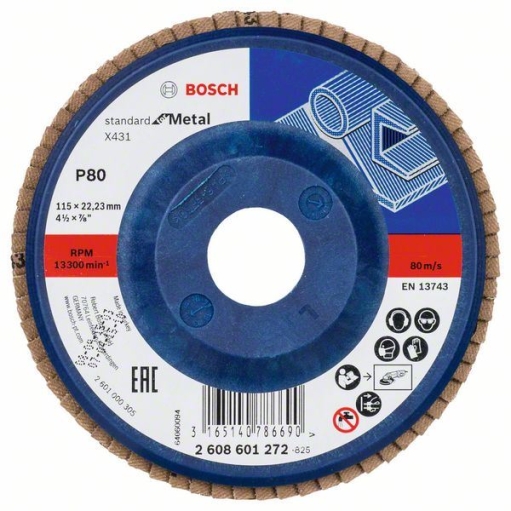 Lamelni brusni disk X431, Standard for Metal Bosch 2608601272, 115 mm, 22,23 mm, 80 (2608601272)