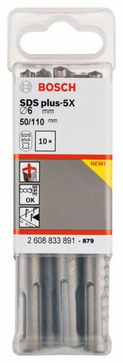 Hamer burgija SDS plus-5X Bosch 2608833891, 6 x 50 x 110 mm, 1 komad (2608833891.)