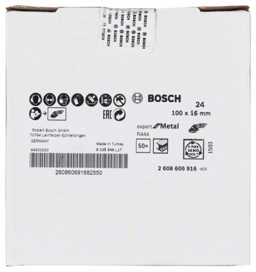 Brusni fiber disk R444, Expert for Metal Bosch 2608606916, 100 mm, 16 mm, 24 (2608606916)