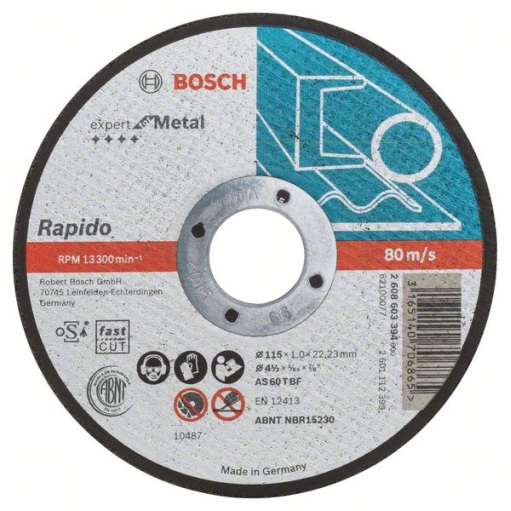 Rezna ploča ravna Expert for Metal - Rapido Bosch 2608603394, AS 60 T BF, 115 mm, 1,0 mm (2608603394)