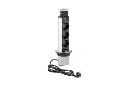 GTV Utičnica na izvlačenje za radni sto 60mm, 3x šuko, siva, AE-BPW3S60-80 (AE-BPW3S60-80)